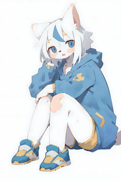 anime character sitting on the ground with her legs crossed