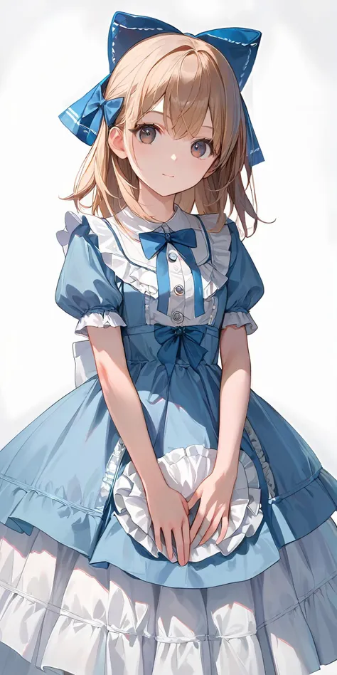 anime girl in a blue dress with a blue bow