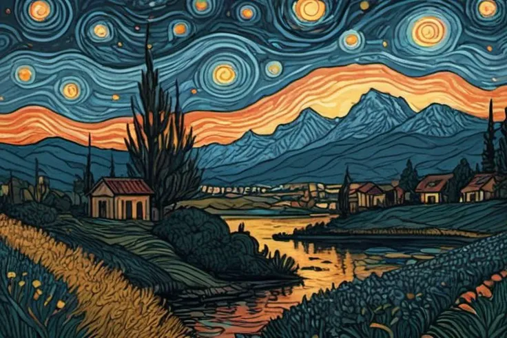 starry night painting by artist david moore