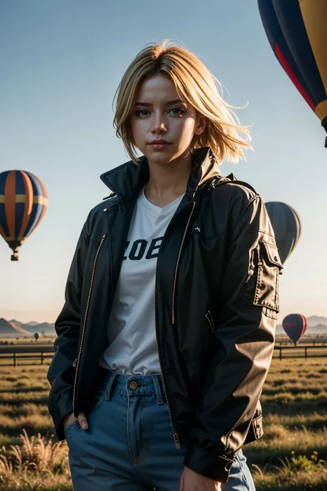 ((ultra detailed, masterpiece, best quality))
 <lora:DarkPicturesRachel:0.8>
DarkPicturesRachel, 1girl, solo, blonde hair, surrounded by vibrant hot air balloons in a serene early morning sky, dressed in retro aviator attire