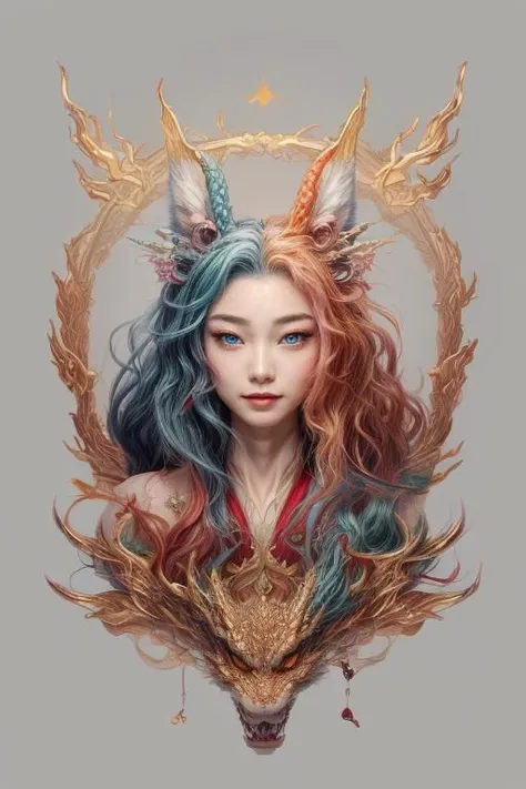 artful dreamy masterpiece, Non-Human Character Design with Personality: A character design that portrays a non-human creature, like a majestic dragon or a mischievous kitsune, with a unique and expressive form that conveys personality and depth, <lora:ReaL...