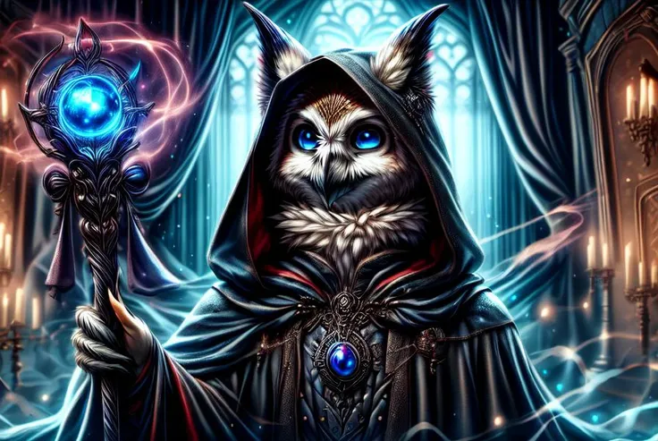 a cat dressed as a wizard holding a magic wand