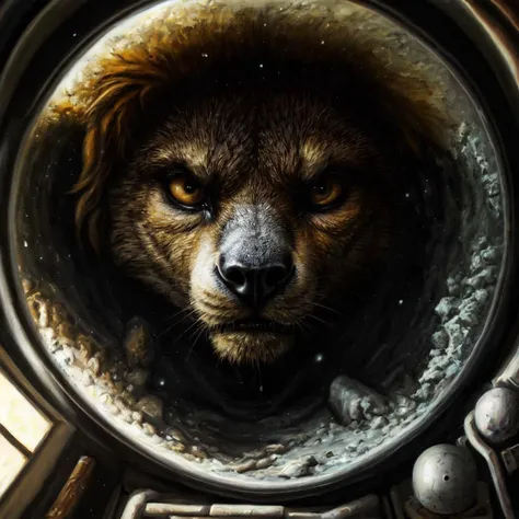 arafed dog in a space suit with a helmet on