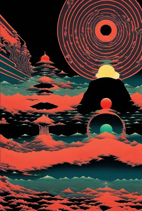 psychedelic_noir , a futuristic space station with red and blue lights , japanese minimalism<lora:psychedelic_noir-10:1><lora:psychedelic_noir-10:1>