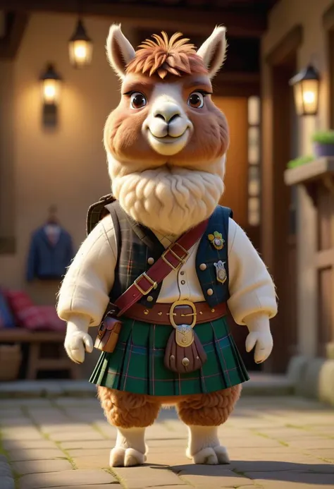 pixar character ,pixar style, Alpaca wearing Kilt ,
 detailed face
(best quality), (masterpiece), (best lighting), (high detailed skin:1.0),( detailed eyes), 8k uhd, dslr, soft lighting, best quality, film grain, Fujifilm XT3,