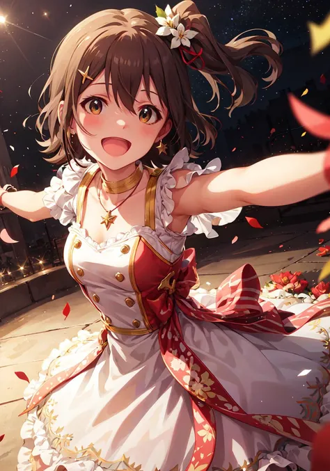 anime girl in a dress with flowers in her hair