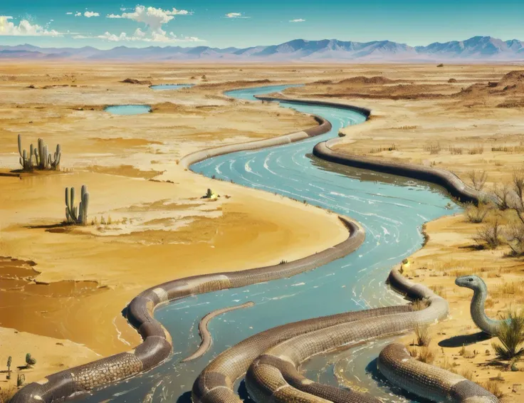 arafed view of a river running through a desert area