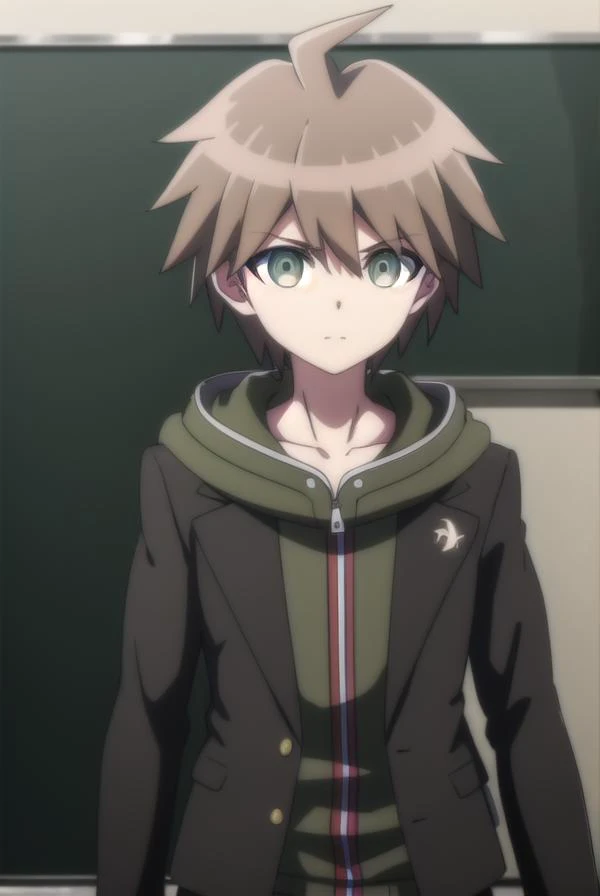 makotonaegi, <lora:makoto naegi s1-lora-nochekaiser:1>,
makoto naegi, short hair, bangs, brown hair, hair between eyes, (brown eyes:1.3), ahoge, male focus,
BREAK long sleeves, collarbone, jacket, black jacket, hoodie, hood down, green hoodie,
BREAK outdoo...