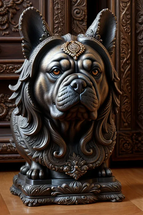 An Rococo inspired Sculpture artwork of Bullmastiff using Graphite.