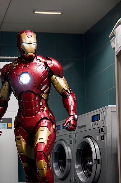 Iron Man doing laundry