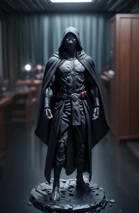 (8k, ultra quality, masterpiece:1.5)(ActionFigureQuiron style), solo, oversized cloak, oversized cape, hood, action figure, hood, assassin robes, concept art, ActionFigureQuiron style, action figure, plastic toy, premium toy, <lora:quiron_ActionFigure_v2_l...