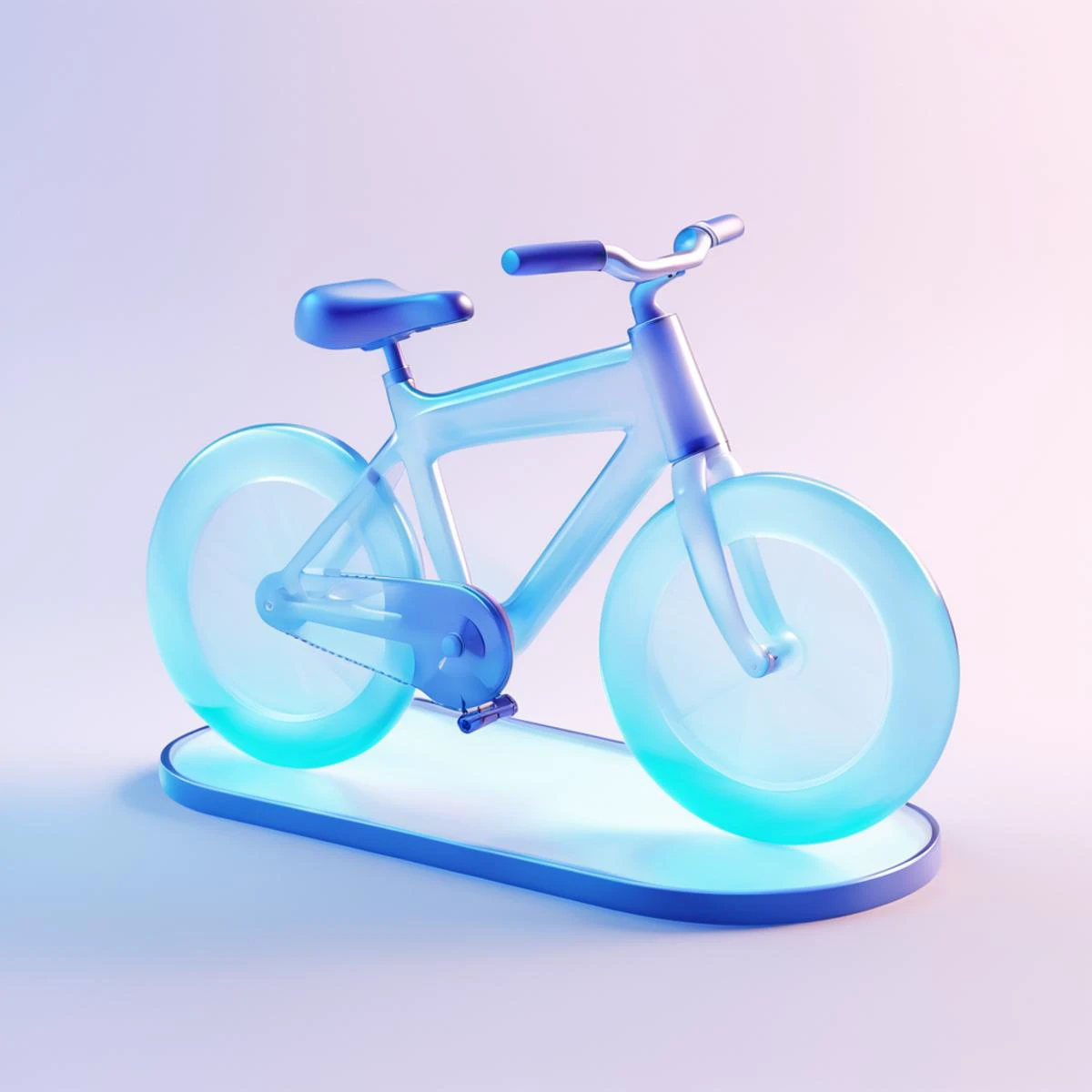 there is a blue bicycle that is sitting on a stand