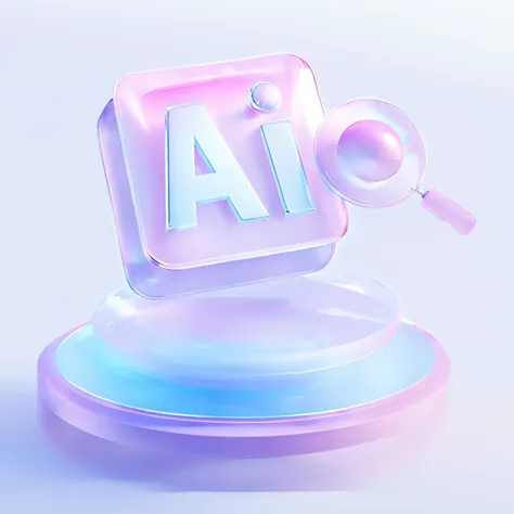 arafed image of a pink and blue icon with a magnifying glass