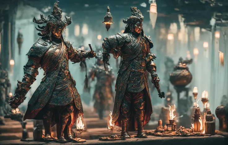 The boy Wear armor,(outside:2),solo,weirdness chinese,flame,soft light,(Full-body photo),lantern,(smoke),(Chinese architecture),sword,wallpaper, beautiful studio soft light, rim light,
Ultra-high quality, (Masterpiece, best quality, complex details: 1.2),...