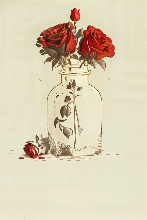 <lora:oldsketch:1.5>, (sketch:1.1), paper, no humans, ceramic vase with red roses || <lora:oldsketch:0.5>, sketch, masterpiece, 8k, high resolution, shallow depth of field, sharp focus