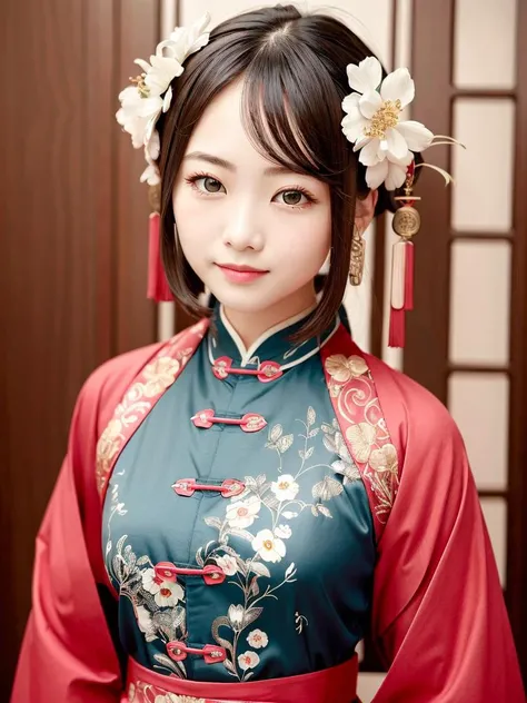 best quality,masterpiece, 1girl , ((upper body)),  <lora:hanfu2.0:1>, (tang, Tang Dynasty, Tang clothing:1.4),beautiful detailed face,ultra detailed,model shot,studio light <lora:LORAChineseDoll_chinesedolllikeness1:0.1> <lora:japaneseDollLikeness_v10:0.1>