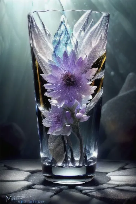 ((((art representation of a harmonious nature elements, light, ice, stone, fire, crystal flowers, water, wind,  amorph glass, dynamic angle, ))))
Background: a space with clean lines and neutral colors to contrast with the explosion of vibrant colors,
Colo...