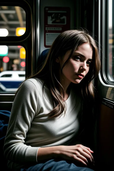 The scene opens on a late-night train, the soft glow of dim lights casting eerie shadows across the faces of passengers. The camera focuses on Joel and Lana, seated close together in an intimate compartment. As Lana leans in close, her hand resting gently ...