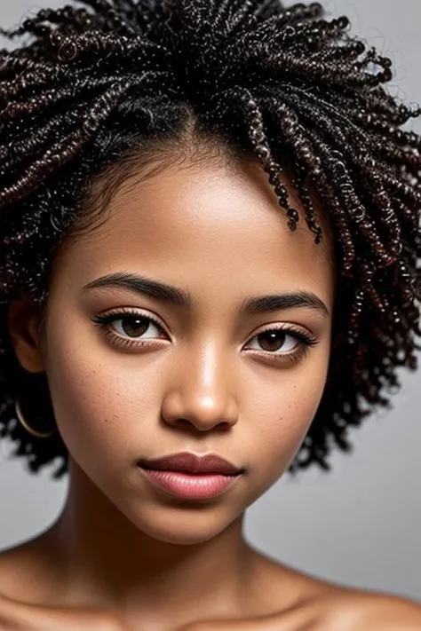 Beautiful african american woman face closeup. Studio shot