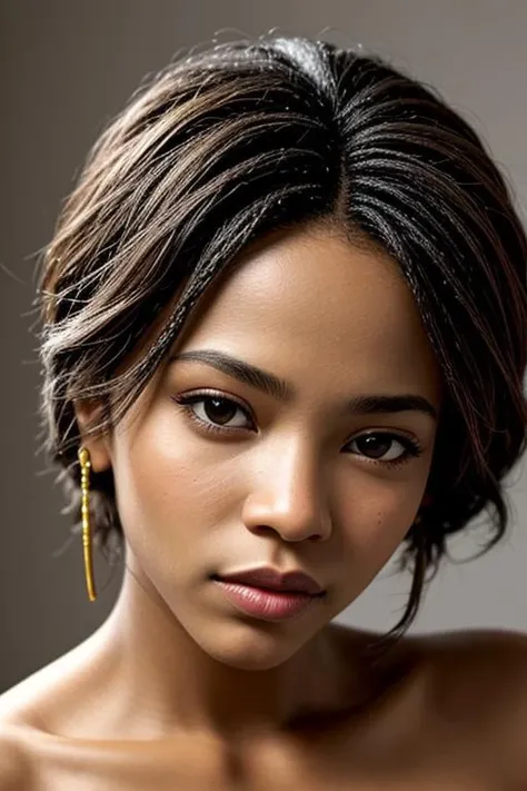 Beautiful african american woman face closeup. Studio shot