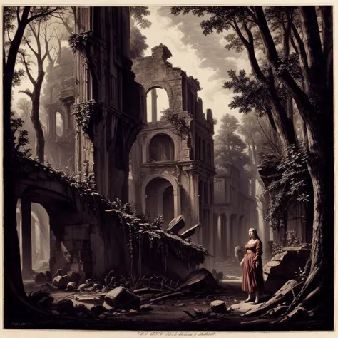 woman in a forest,ruins,a city in the far background,
by ILSGiovanniBattistaPiranesi,
<lora:GiovanniBattistaPiranesi_V1.0_LoRa:0.7>,ilsgiovannibattistapiranesi,etching,