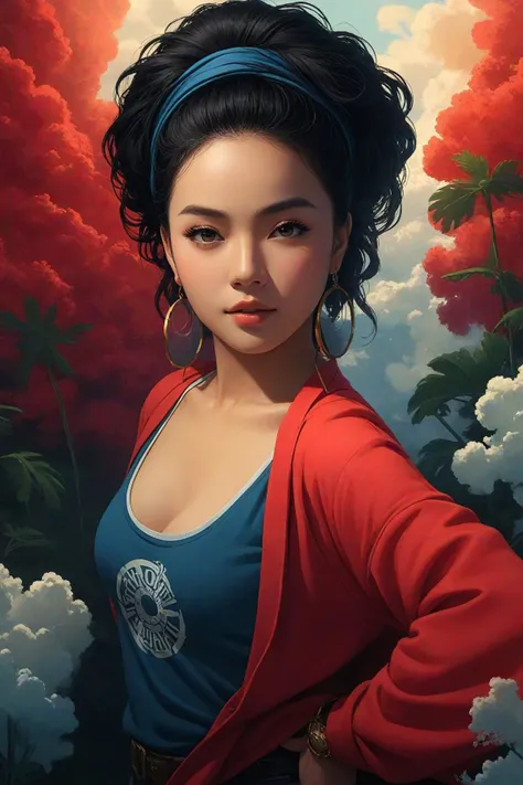 beautiful hip hop girl, painting style, high detail, low lighting, colorful, high resolution, concept art, soft natural cinemati...