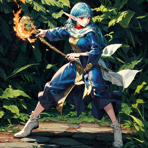 <lora:sarasf:1>,<lora:add_detail:0.5>,
sarasf,
blue robe,long sleeves,white footwear,
staff,nature,full body,fighting_stance,flame effects,hellblast,