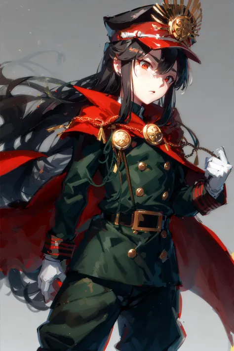 <lora:odaNobunaga4in1FateGrand_v10:0.8> ArcherNobu, Nobu Military Uniform