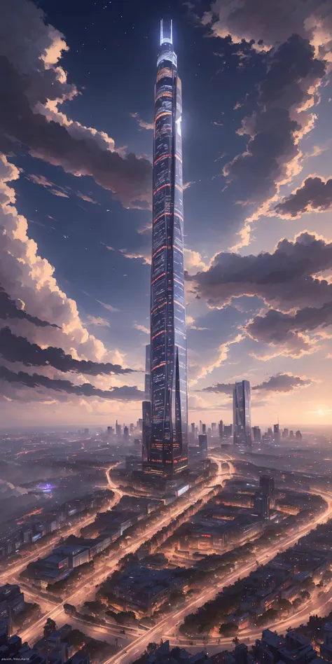 a rendering of a skyscraper with a sky background