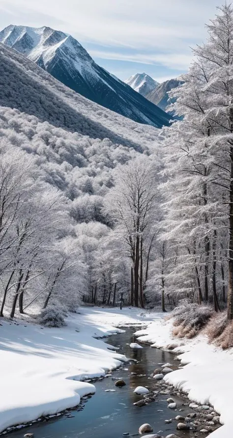 RAW photo, winter landscape, mountains, trees, 8k uhd, dslr, soft lighting, high quality, film grain, Fujifilm XT3, <lora:add_detail:0.6>,