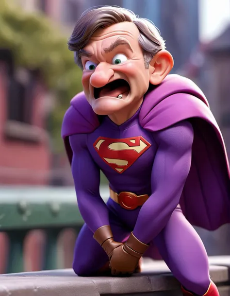 (dynamic pose:1.2),(dynamic camera),a fashion shoot,  photo of a (Robin Williams:1.4), in Violet superhero costume,  insanely detailed and intricate, , elegant, hyper realistic, super detailed, 3d render, unreal, ray tracing,
(caricature)
(full body:1.2)
f...