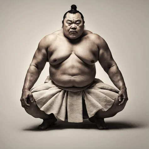 Japanese art, raw photo of a sumo wrestler in 8k, realistic skin texture, masterpiece