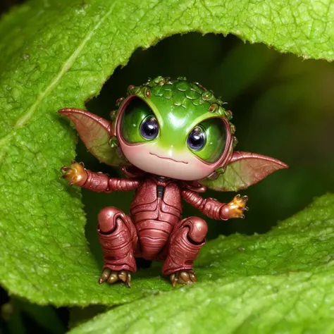 (highly detailed:1.2),(best quality:1.2),8k,sharp focus,(subsurface scattering:1.1),(award-winning macro photography:1.1)
(cute adorable little alien lifeform:1.2), hiding in the leaves in a lush forest
(very detailed clothes:1.2), (highly detailed backgro...