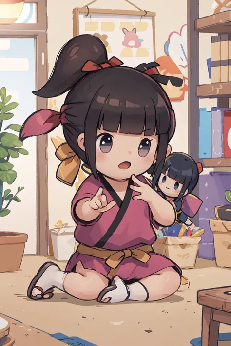 <lora:0015Csakuya:1>,sakuya,ninja,japanese kimono,looking_at_viewer,chibi,