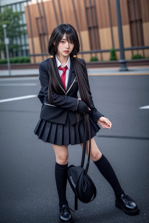 arafed asian woman in a school uniform posing for a picture