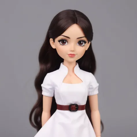 (ohwx woman)  <lora:OliviaRodrigo:1> in white dress, plastic Anime Figure Adult Collection Model Doll Toys