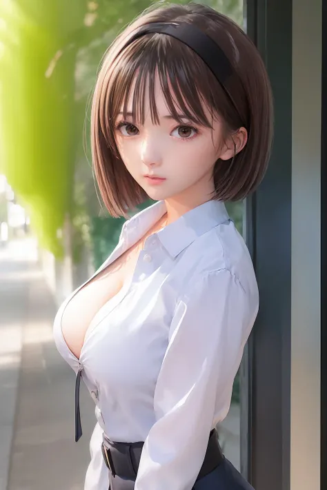 ((((ultra illustrated style:1.0)))),best quality,best animated,masterpiece,ray tracing, global illumination,I-type Valley,head,uniform,1girl, solo, standing, looking at viewer, upper body,outdoors,cleavage, <lora:I-type Valley:0.7> <lora:Hoshizaki Ao_07:0....