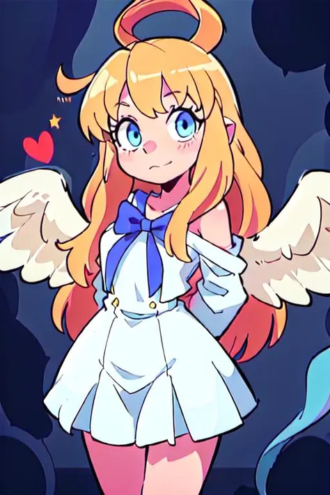 sailor girl with angel wings and a heart in her hands