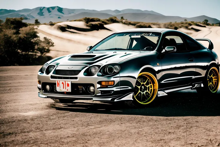 polished steel CELICA6 built for rock crawling stands on concrete wall, custom car body modified for rock crawling, jumper car dance, import offroad tuner, big offroad futuristic tyres, bedlock rims, graffiti, sandstorm, photorealistic, shot by Sony a7iii ...