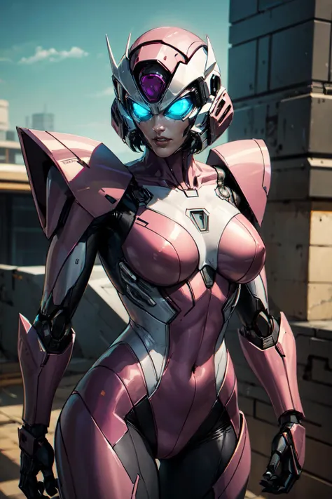 cowboy shot of arcee, robot