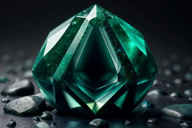 art by Erin Hanson  a profesional photo of gem stone, focus on details and material  Jade: A green gemstone with a smooth, glossy texture, highly valued in many cultures.     close up, macro photography  on balck velwet background,8k, ultrasharp, ultradeta...