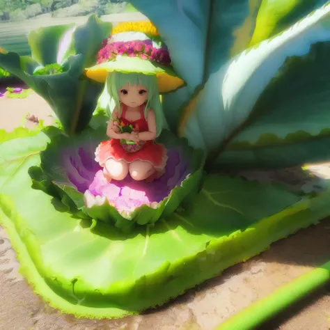 <lora:Mega flora:0.8> best quality, 1girl, mega flora, jungle, cabbage, flowers, leaf platform