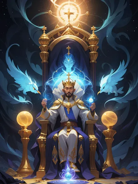 Light king of sorcerers, light magic, faith magic, court of good, throne, blessed, aura, celestial