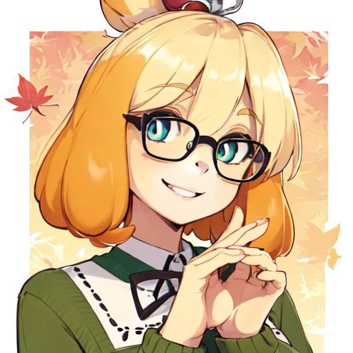 anime girl with glasses and a cat ears and a bow