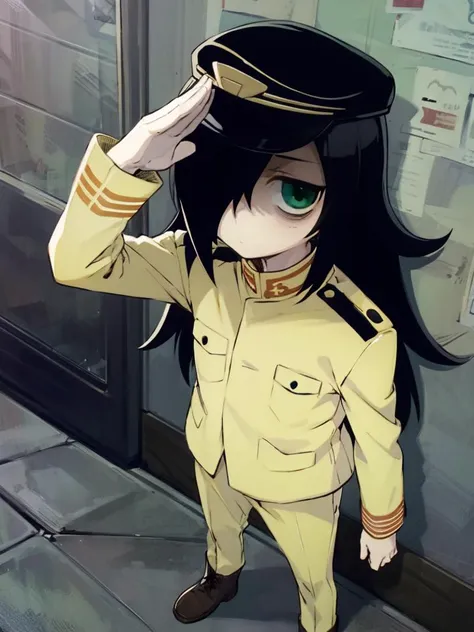 anime girl in uniform saluting for something to do