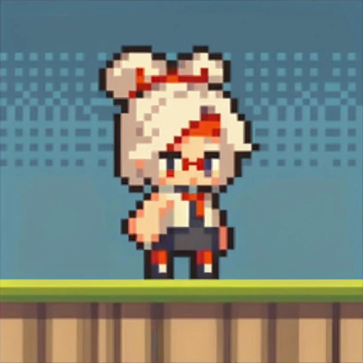 score_9, score_8_up, score_7_up, score_6_up BREAK solo, chibi, pixel art, full body  purah,hair ornament, red headband, red glasses, sleeveless shirt, white coat, black skirt, red leggings, high heels  <lora:purah-pdxl-nvwls-v1:0.8>   <lora:ChibiPixelArt_X...