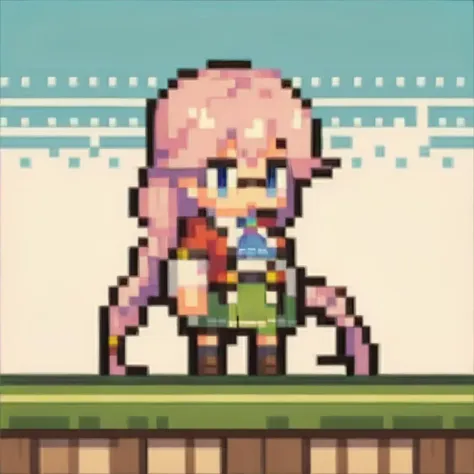 a close up of a pixel art style picture of a girl