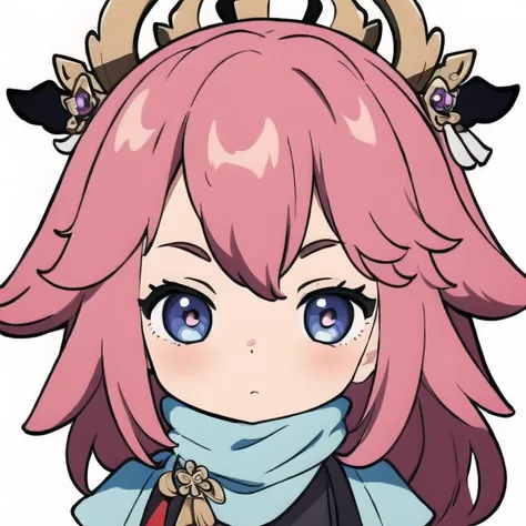 a cartoon image of a girl with pink hair and horns