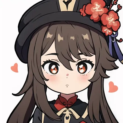 anime girl with a hat and a bow tie holding a flower