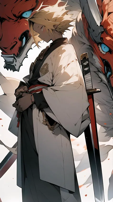 [1 girl: 0.5], full body,Blonde hair, Long sword, (red blade:1.2),,A light shone on the face <lora:nijiexpress:0.9>